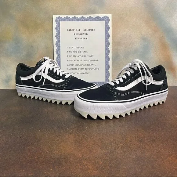 Vans Elevated 1.5" Sawtooth Women's Suede / Canvas Black Sneakers Size 10M - Picture 3 of 16